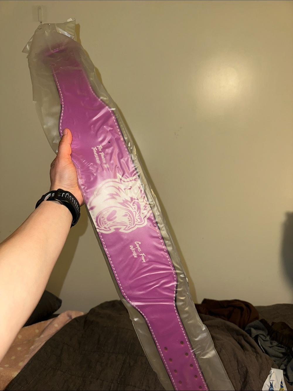 Inaka Power Purple Weightlifting Belt with White Lion Graphic